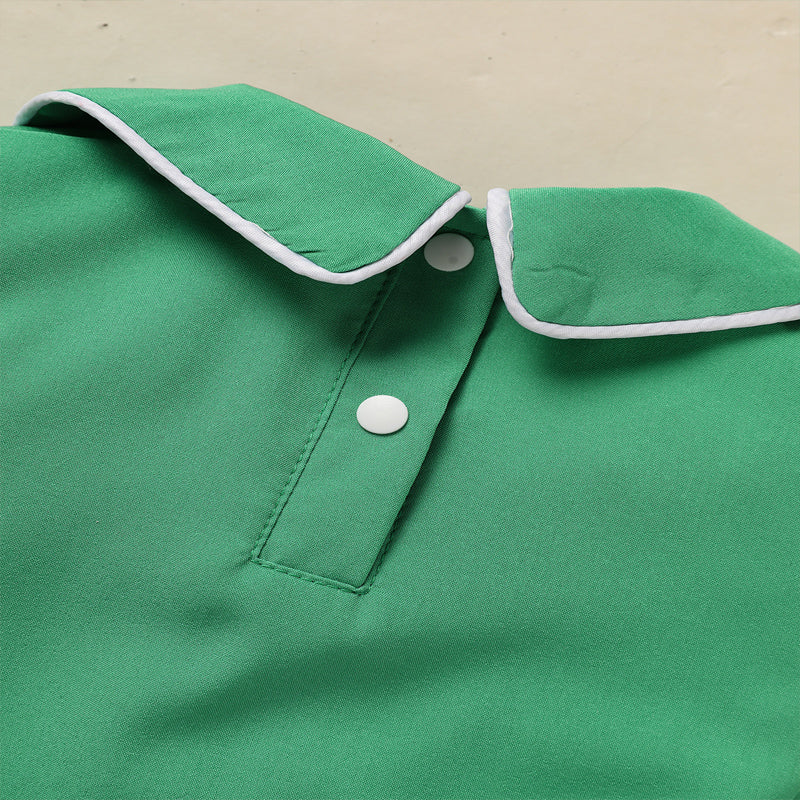Green Lapel Short Sleeve Clover Romper