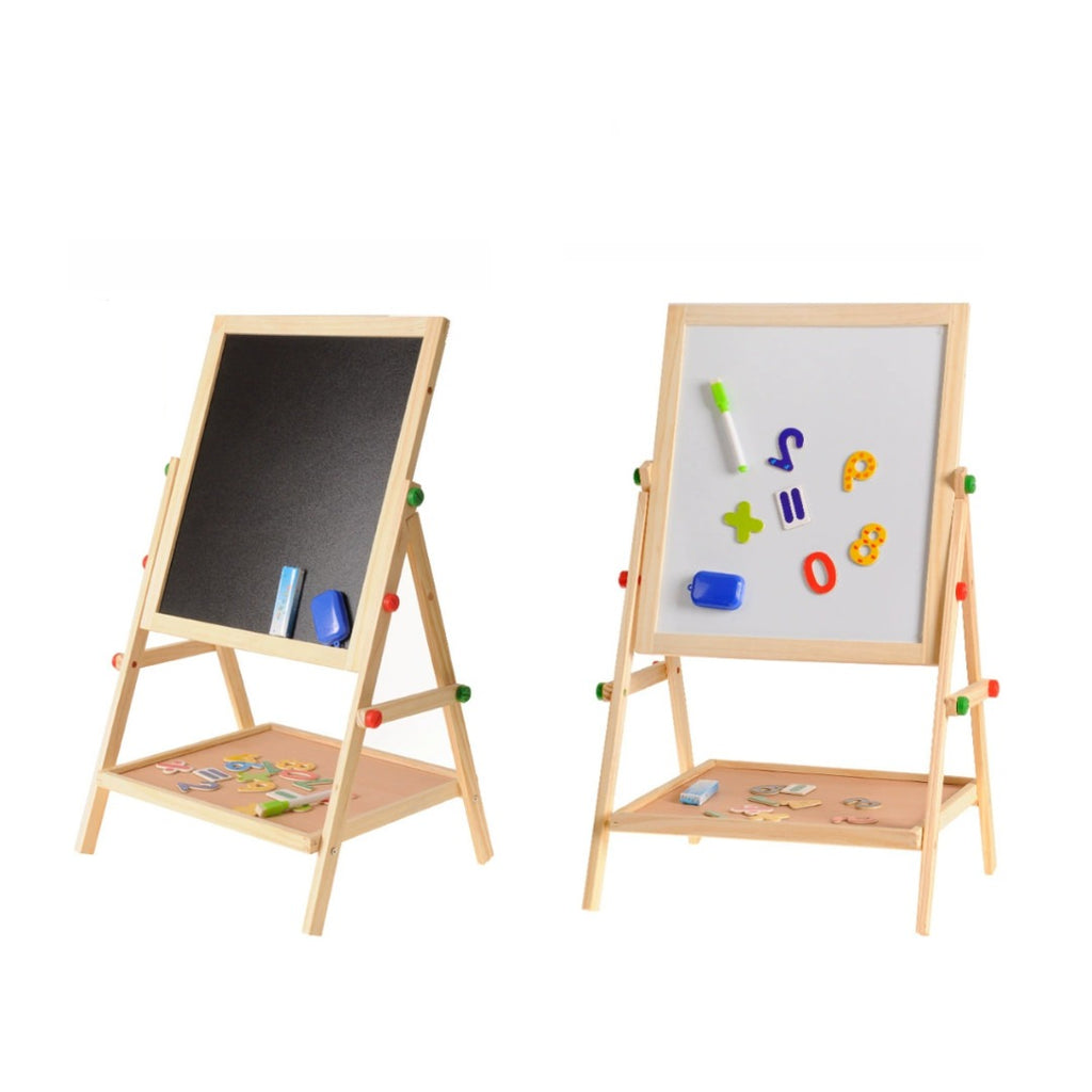 Kids 2 In 1 Wooden Blackboard Whiteboard Art Easel