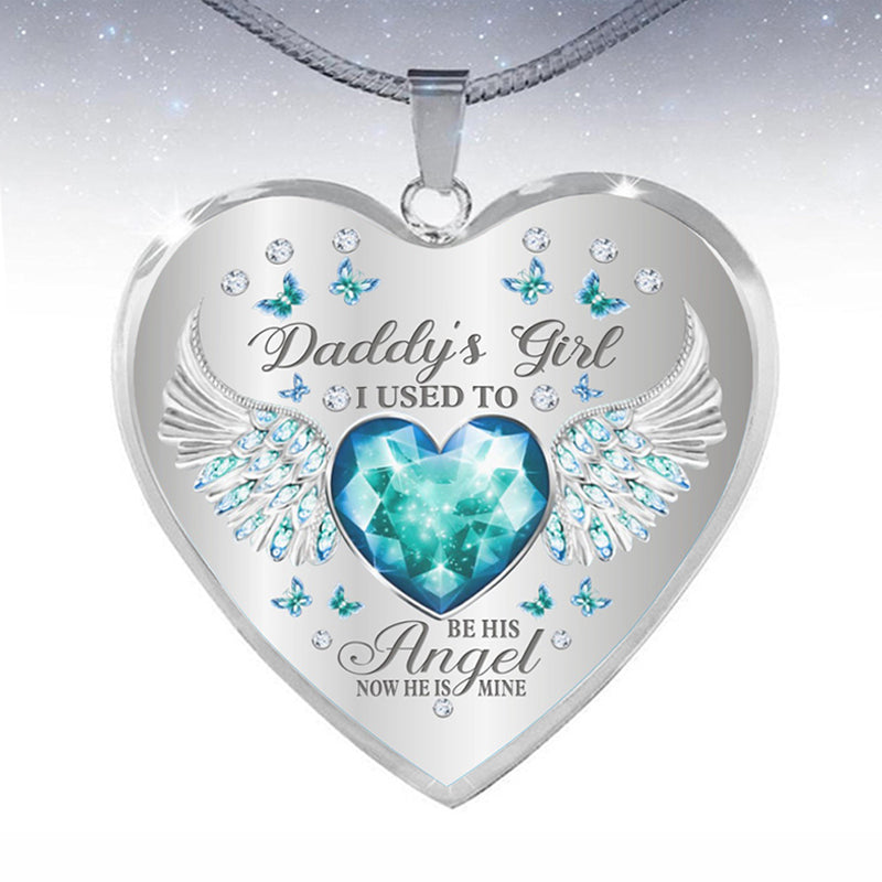 Birthstone Angel Wings Father Memorial Necklace