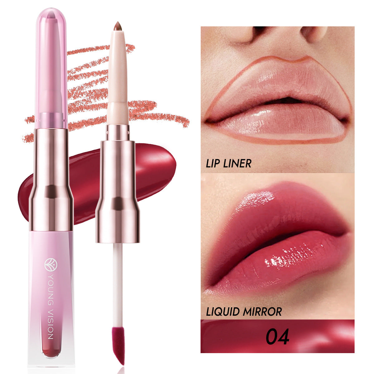 Double-headed Lip Liner Mirror Lip Gloss
