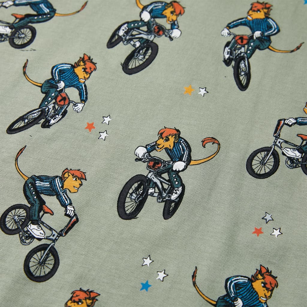Children's Lion riding a bike short-sleeved pajamas