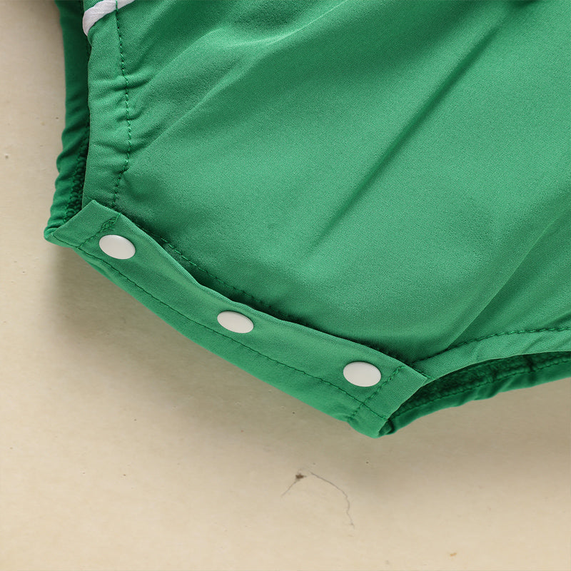 Green Lapel Short Sleeve Clover Romper