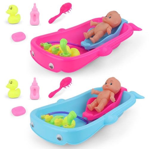 Baby In Tub With Bath Toys