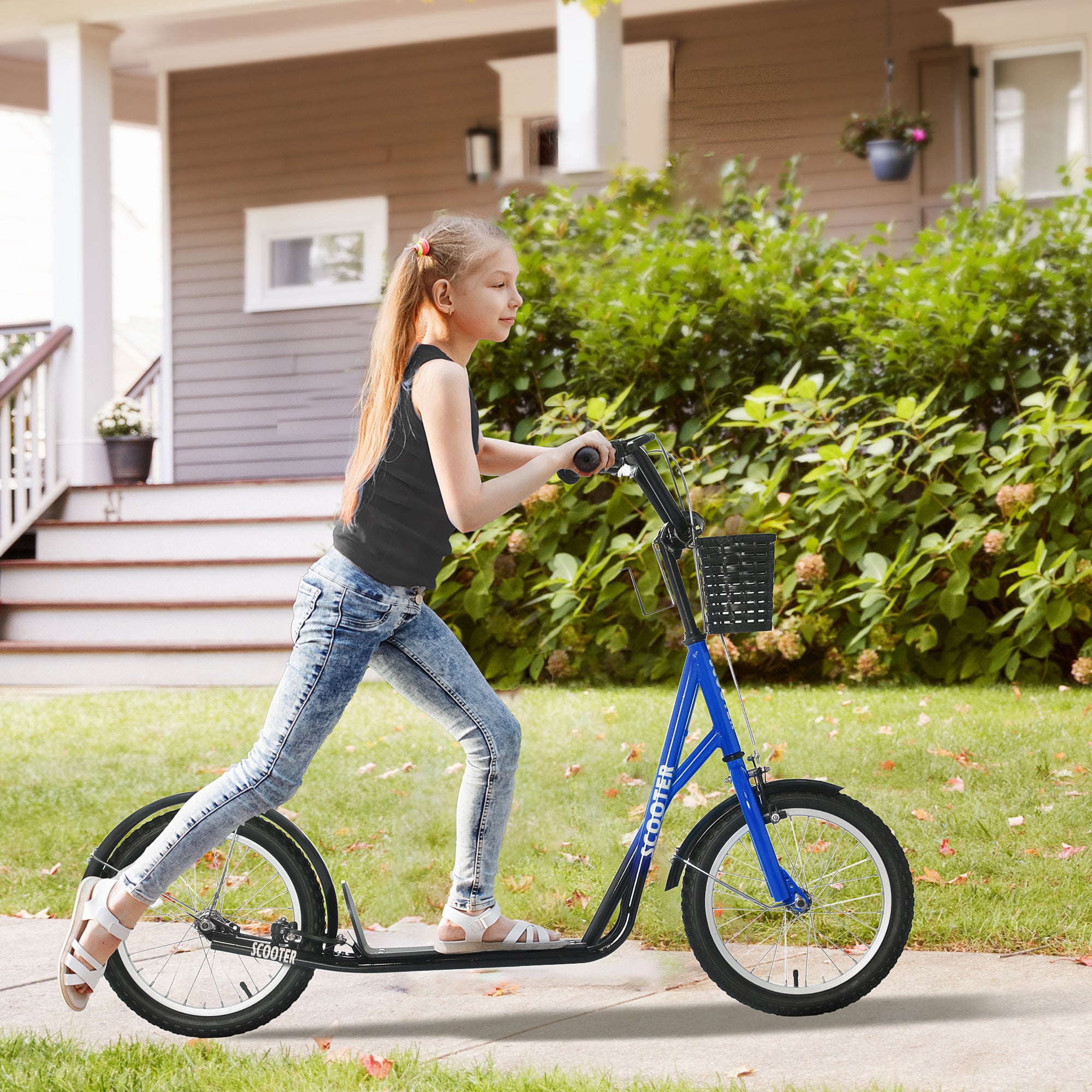 Youth Kick Scooter with 16" Inflatable Rubber Tires