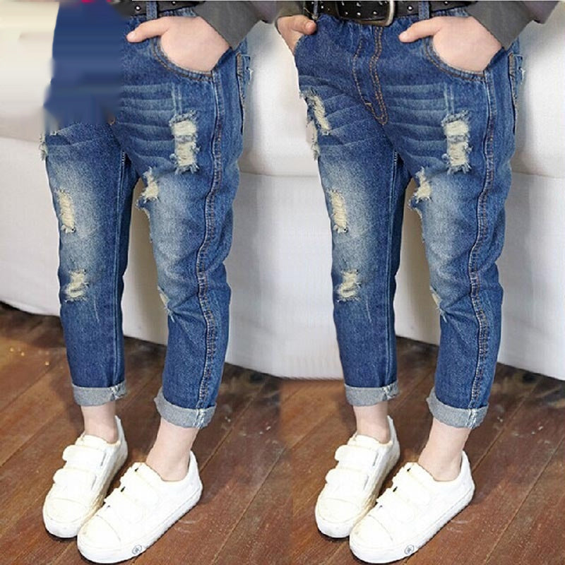 Children's Casual Loose Hole Jeans