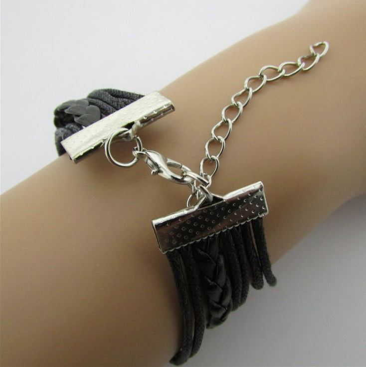 fashion bright leather rope hand-woven multi-layer bracelet