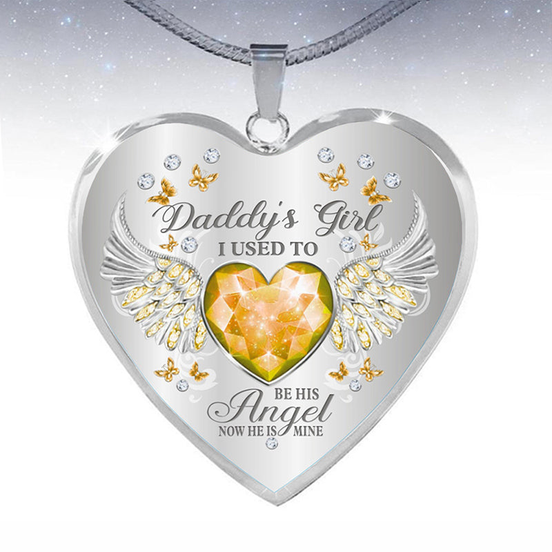 Birthstone Angel Wings Father Memorial Necklace