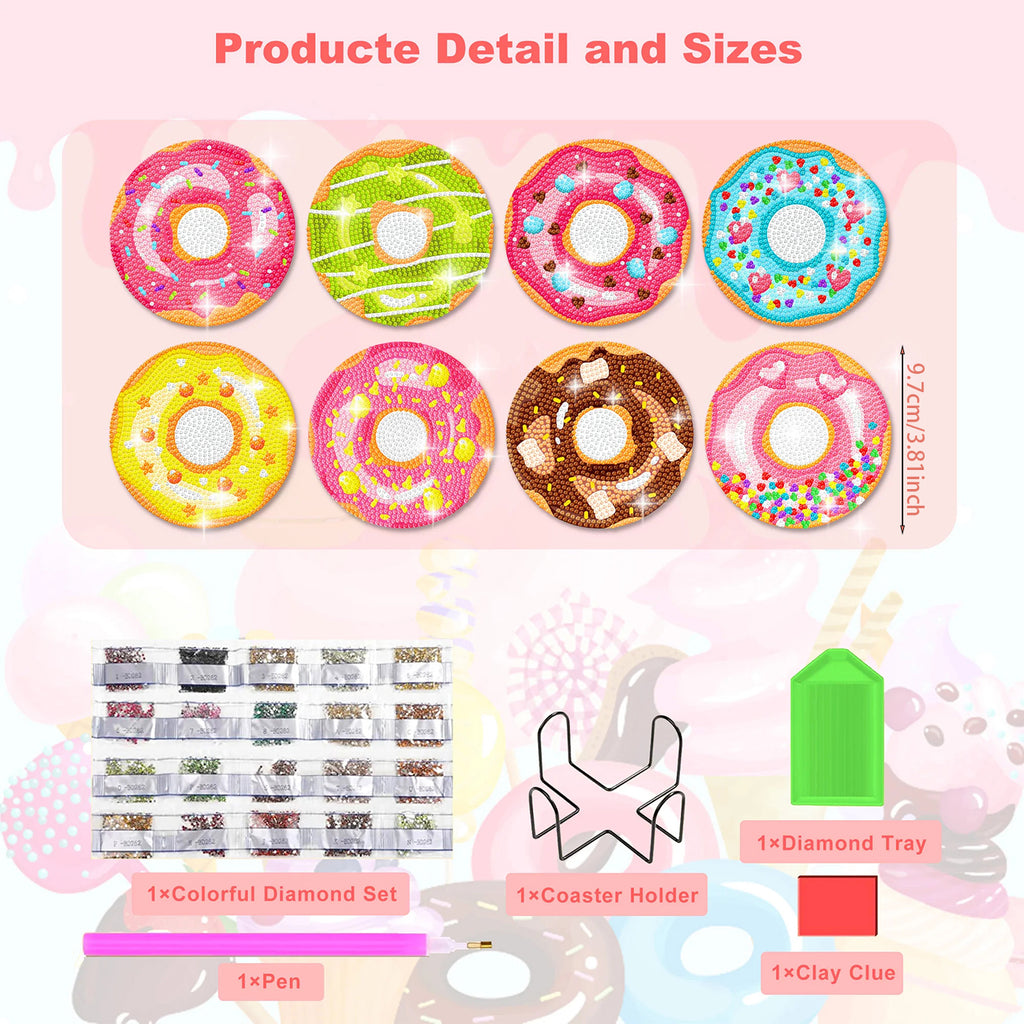 DIY Diamond Art Coaster Kit - Doughnuts