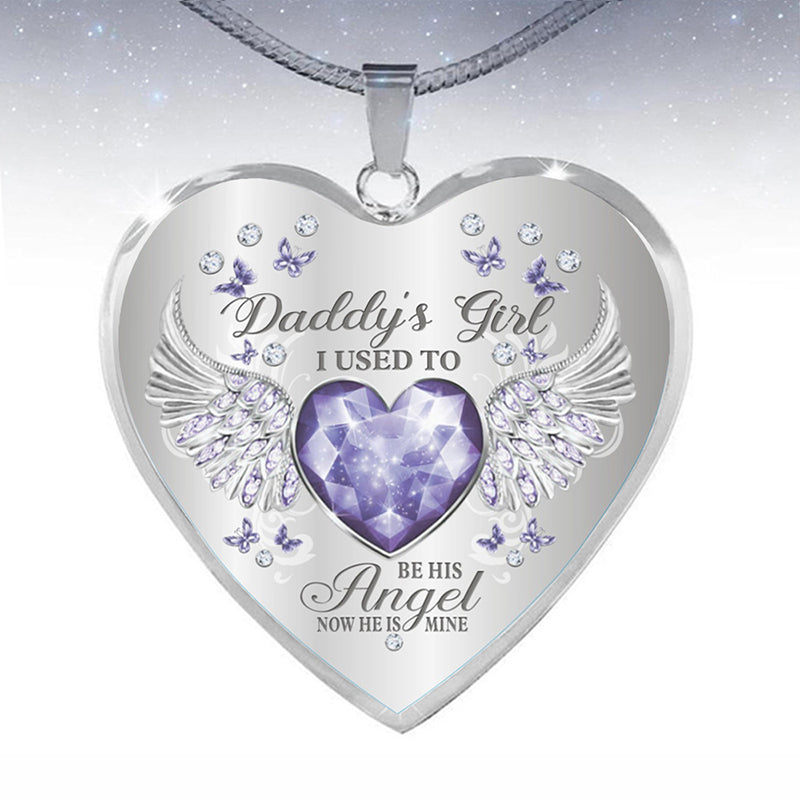 Birthstone Angel Wings Father Memorial Necklace