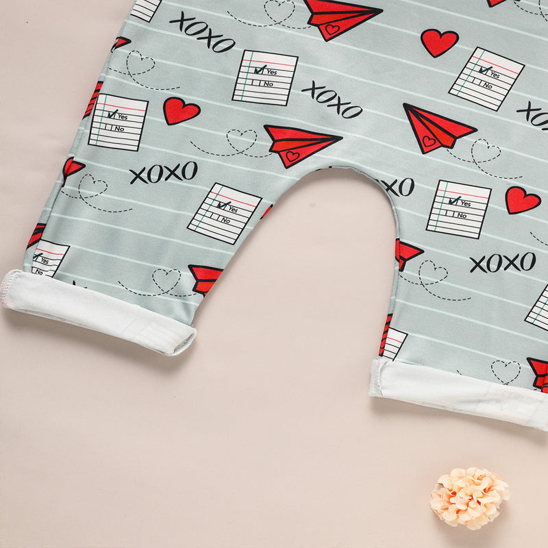 Baby Boy Girl's Casual Heart & Paper Plane Print Overalls