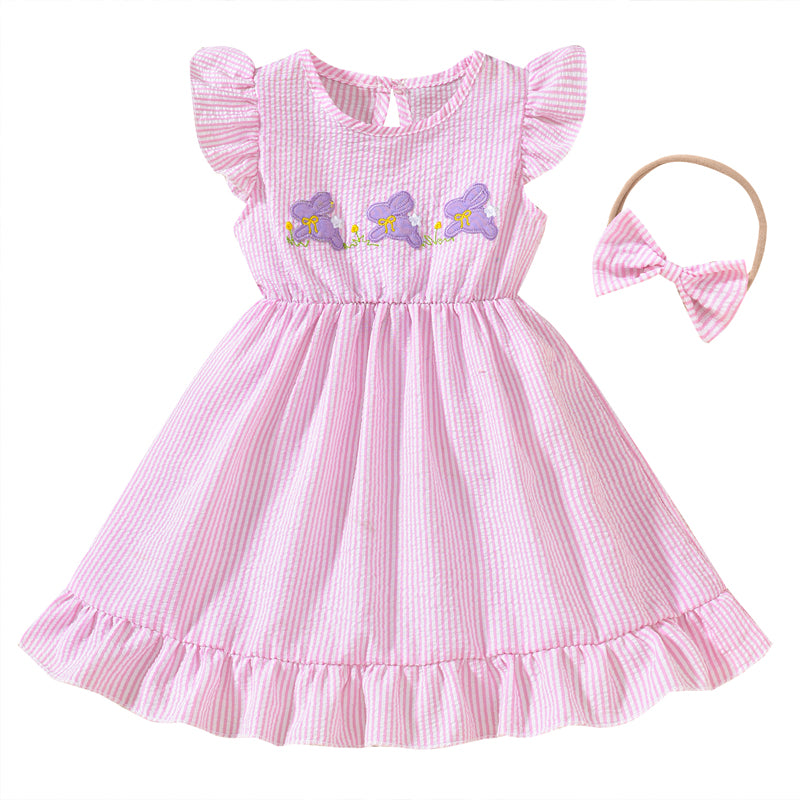 Girl's Bunny Embroidered Dress