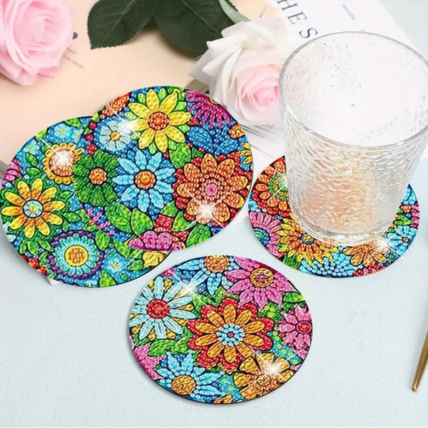 DIY Diamond Art Painting Coaster Kit - Flowers