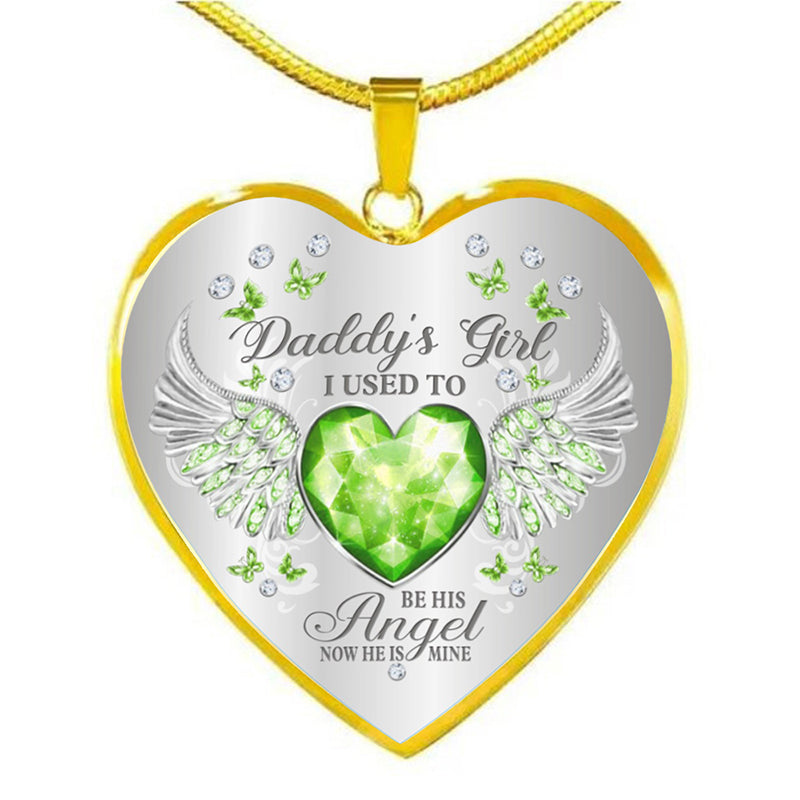 Birthstone Angel Wings Father Memorial Necklace