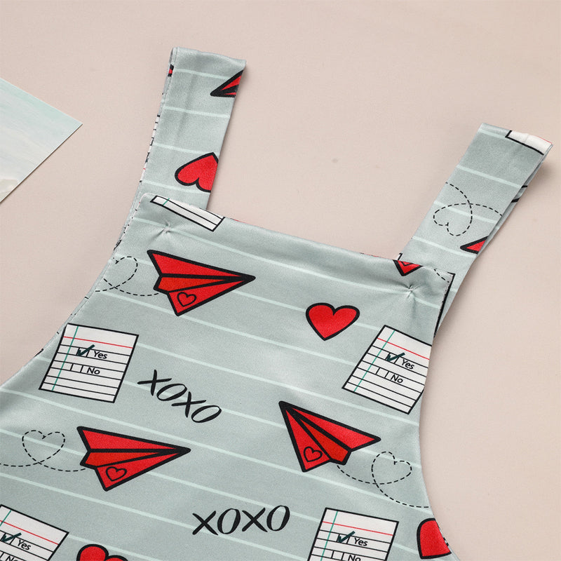 Baby Boy Girl's Casual Heart & Paper Plane Print Overalls