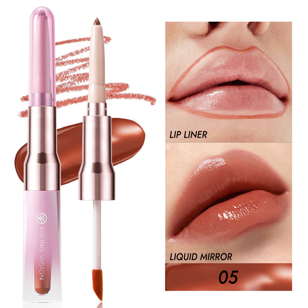 Double-headed Lip Liner Mirror Lip Gloss