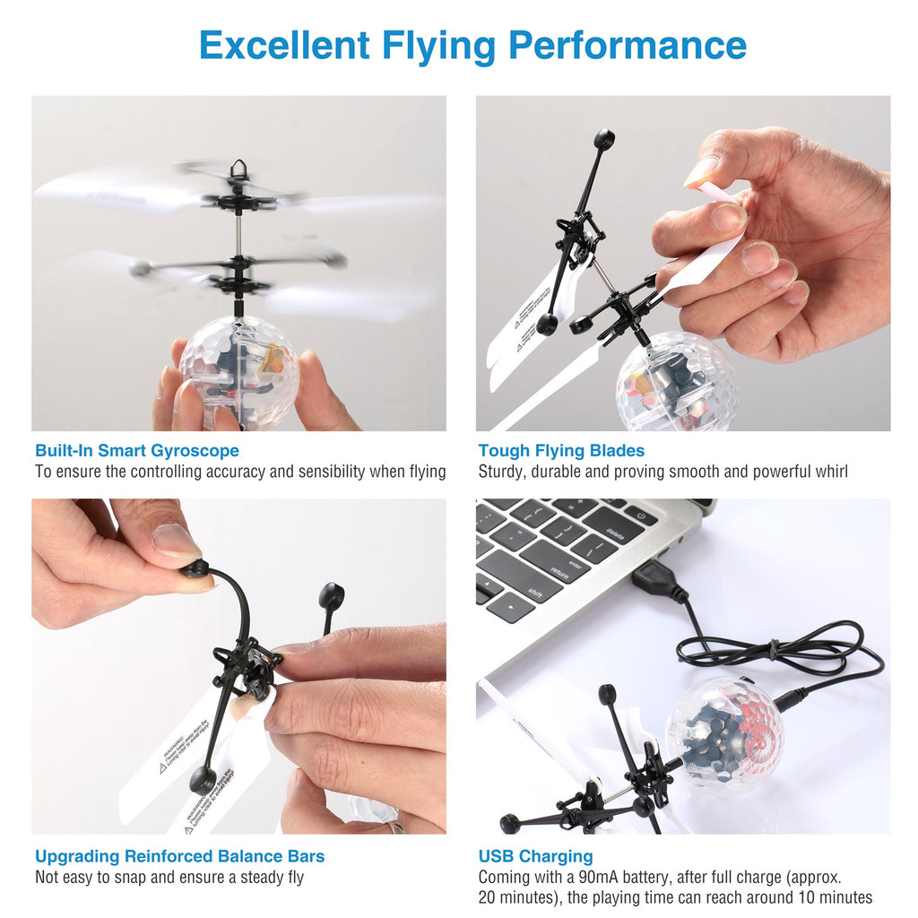 Drone Helicopter Ball LED Light Kids Flying Toy