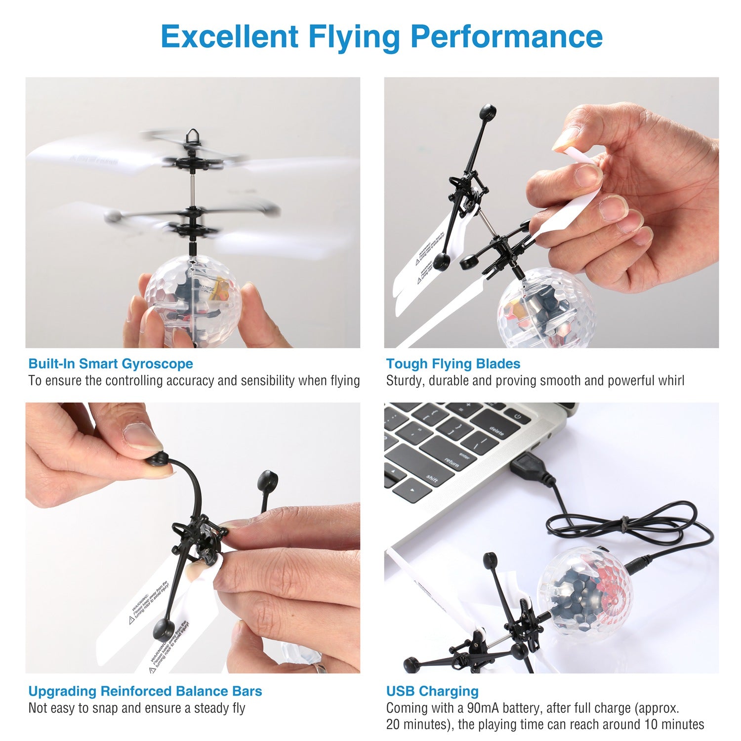 Drone Helicopter Ball LED Light Kids Flying Toy
