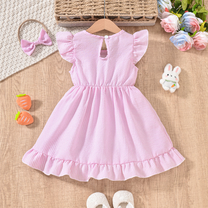 Girl's Bunny Embroidered Dress