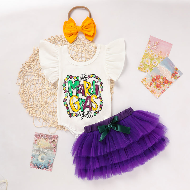 Baby Girl's 2-Piece Onesie With Tulle Skirt And Bow