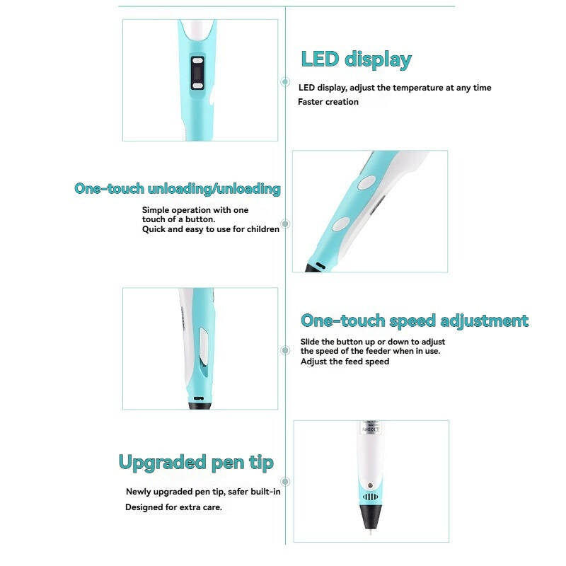 3D Printing Pen Kit Includes 3 Colors PLA Filament, Stencil Book