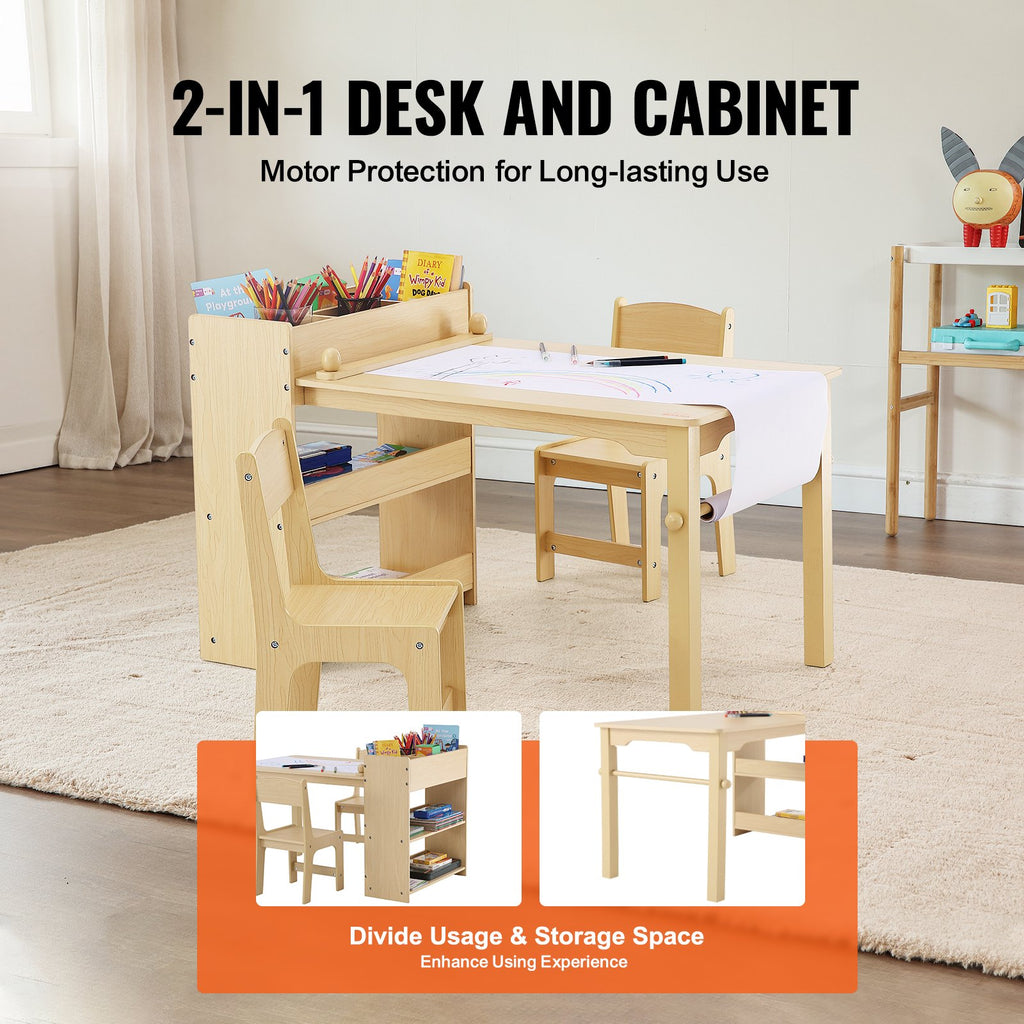 2-in-1 Toddler Craft/Activity Wood Table & Chairs