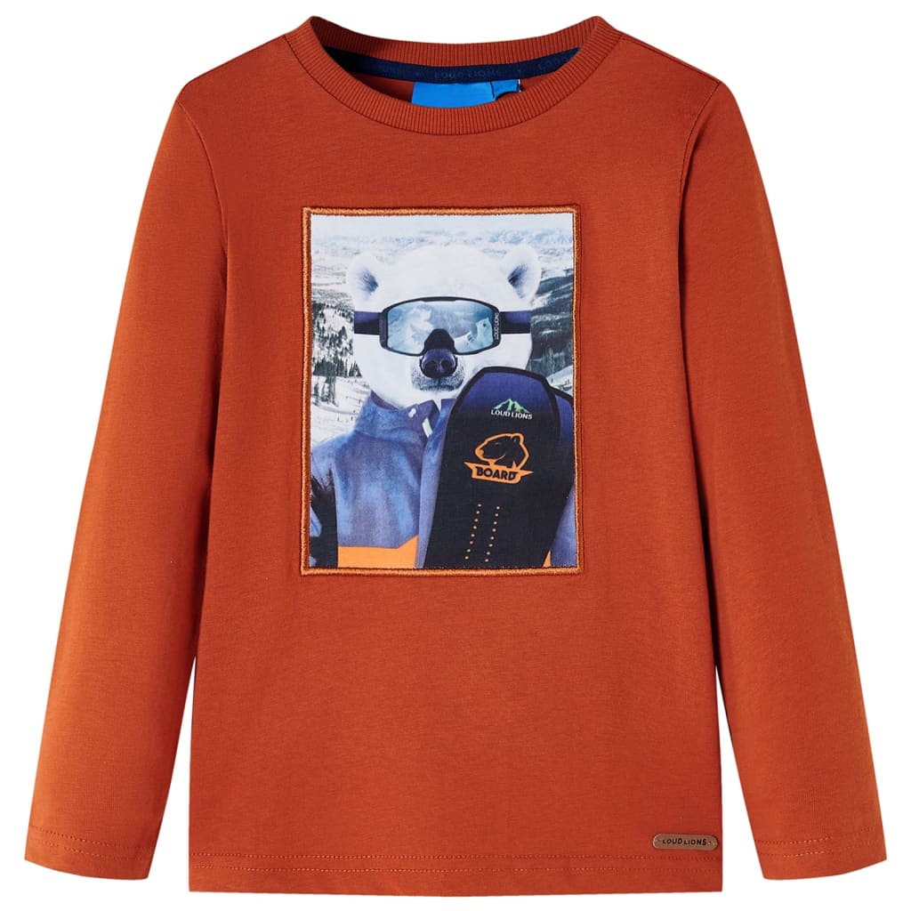 Children's long-sleeved shirt, rust brown Bear