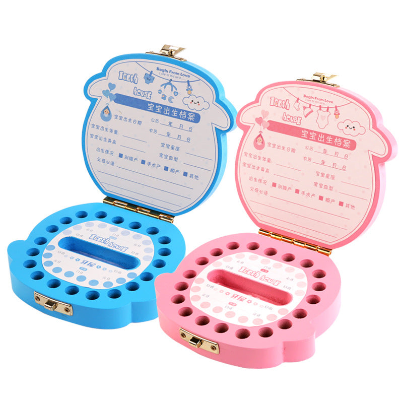 Wooden children's deciduous tooth box