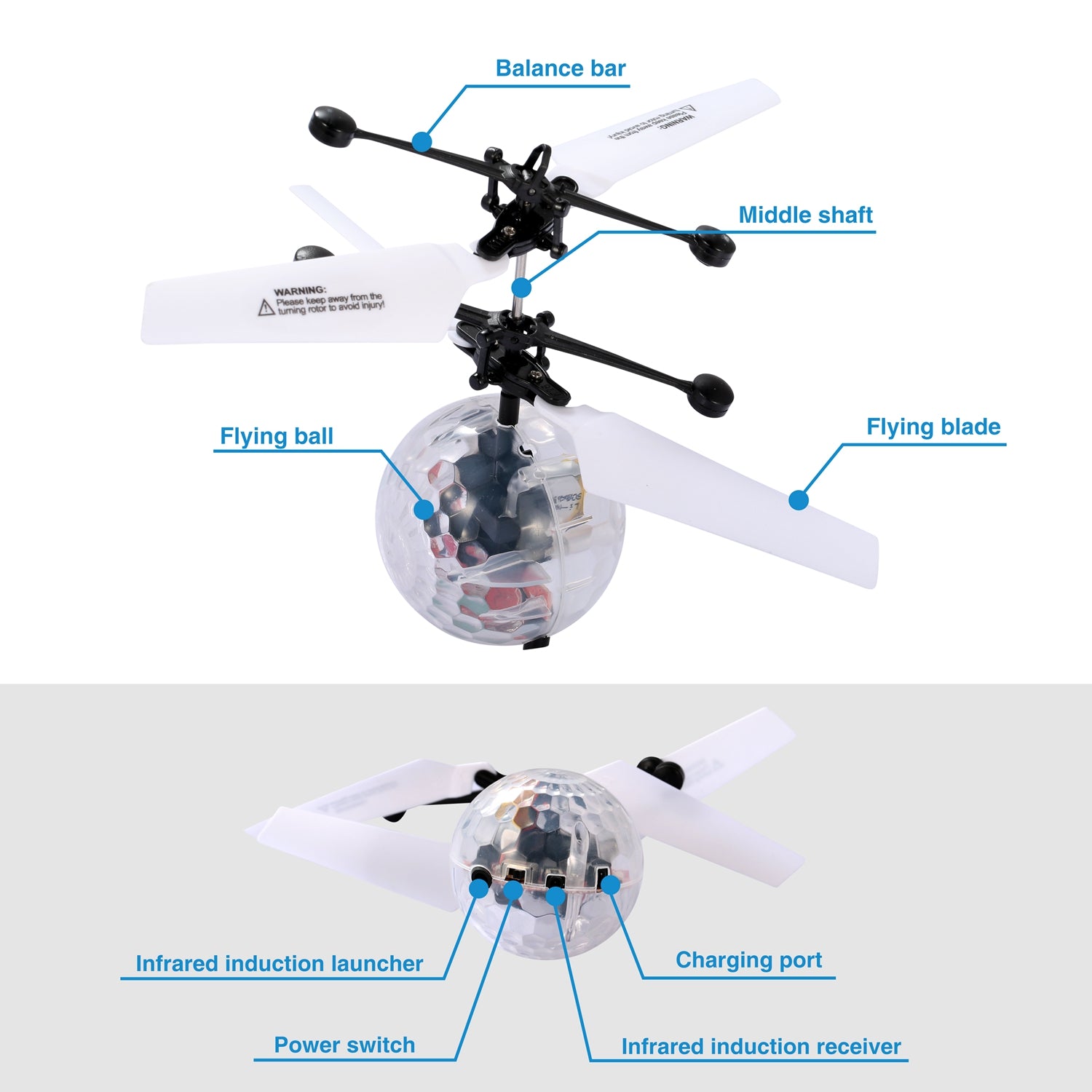 Drone Helicopter Ball LED Light Kids Flying Toy