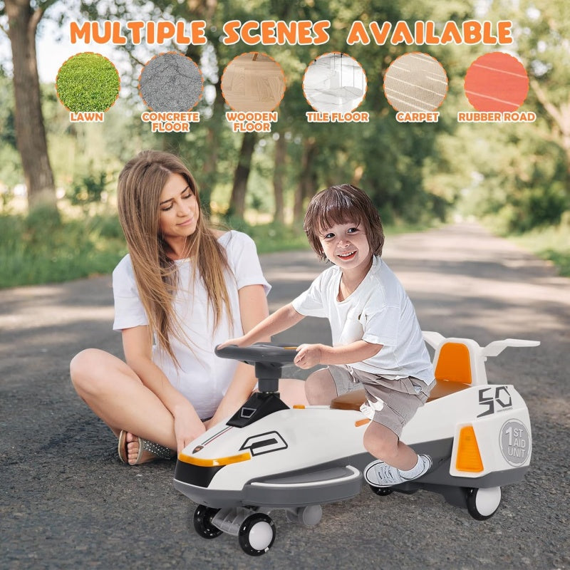 Electric Ride On Wiggle Car For Kids Toddlers With Light Music,2 In 1 360 Steering Wheel Powered Swing Twist Car