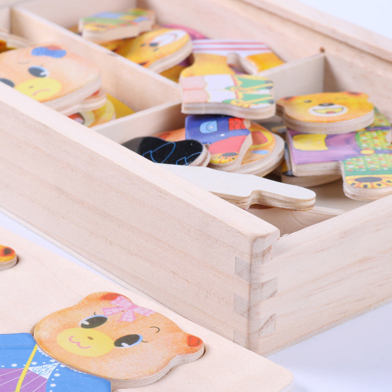 Wooden bear dressing and matching toy