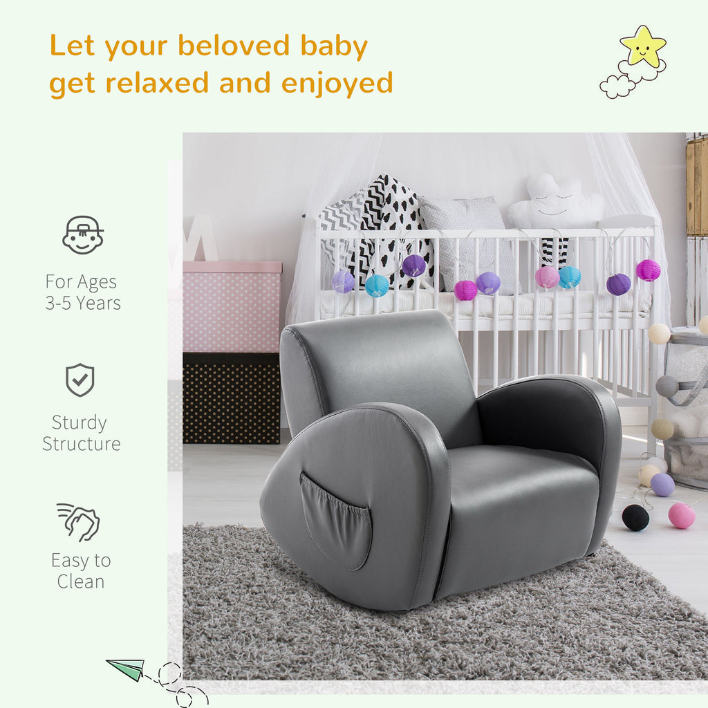 Kids Leather rocking armchair-pink