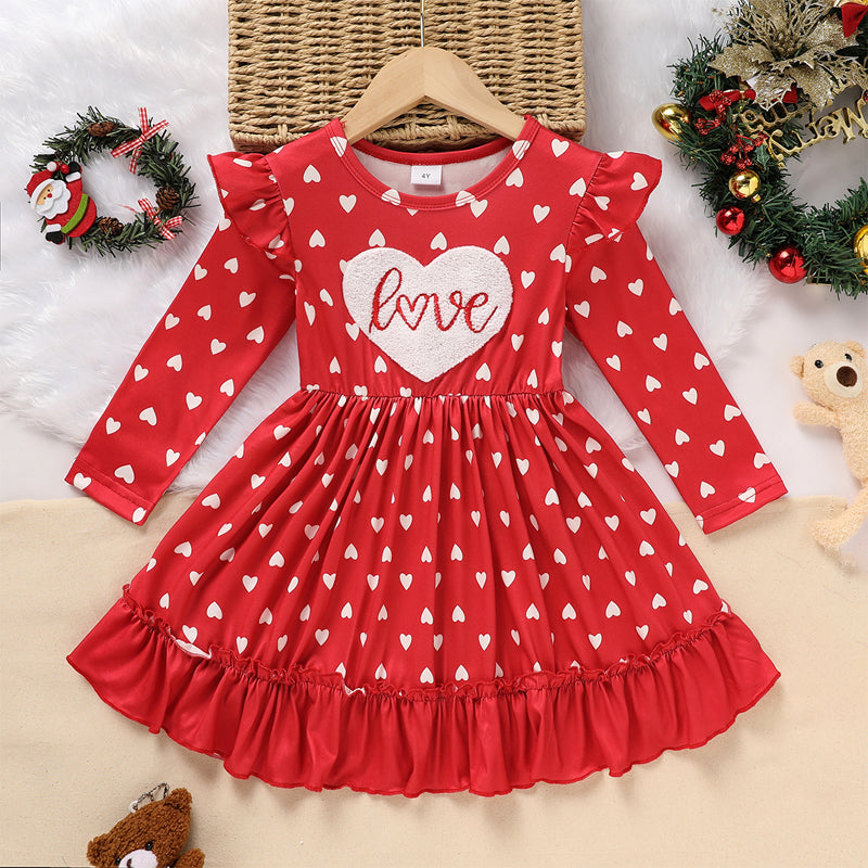 Toddler Girl's Cute 'LOVE' Embroidered Dress