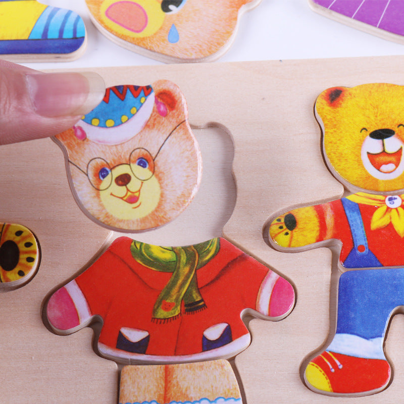 Wooden bear dressing and matching toy