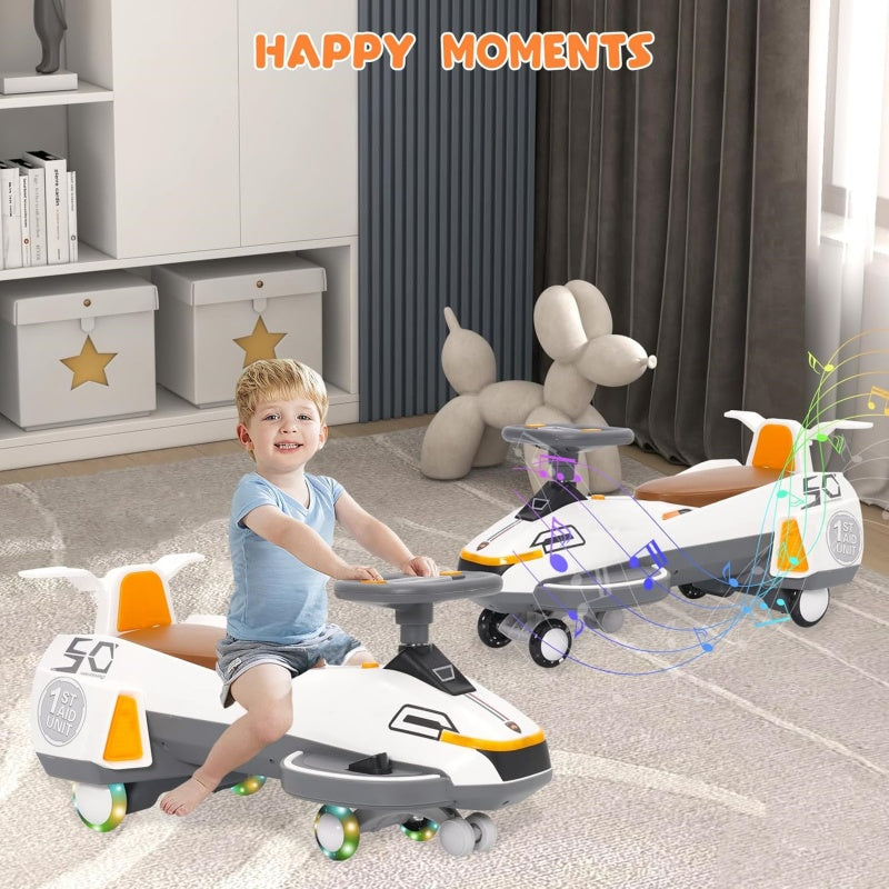 Electric Ride On Wiggle Car For Kids Toddlers With Light Music,2 In 1 360 Steering Wheel Powered Swing Twist Car
