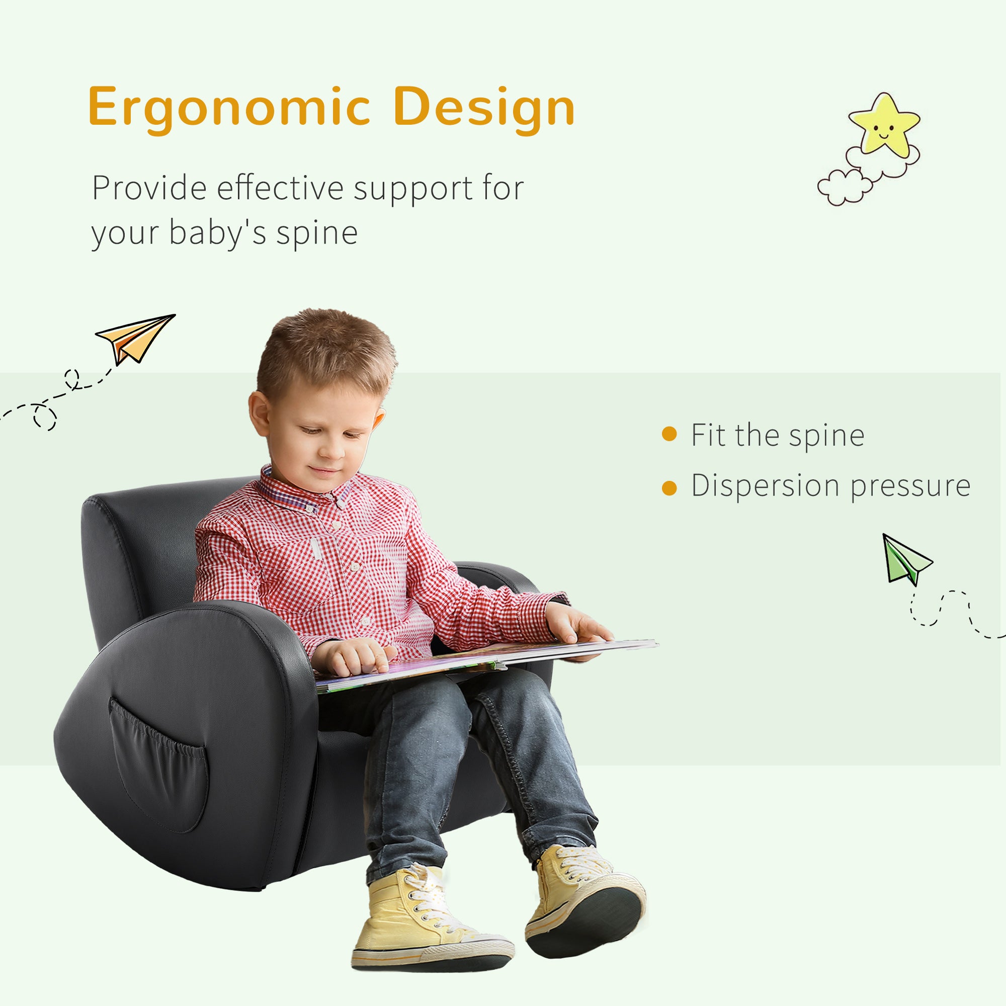 Kids Leather rocking armchair-pink