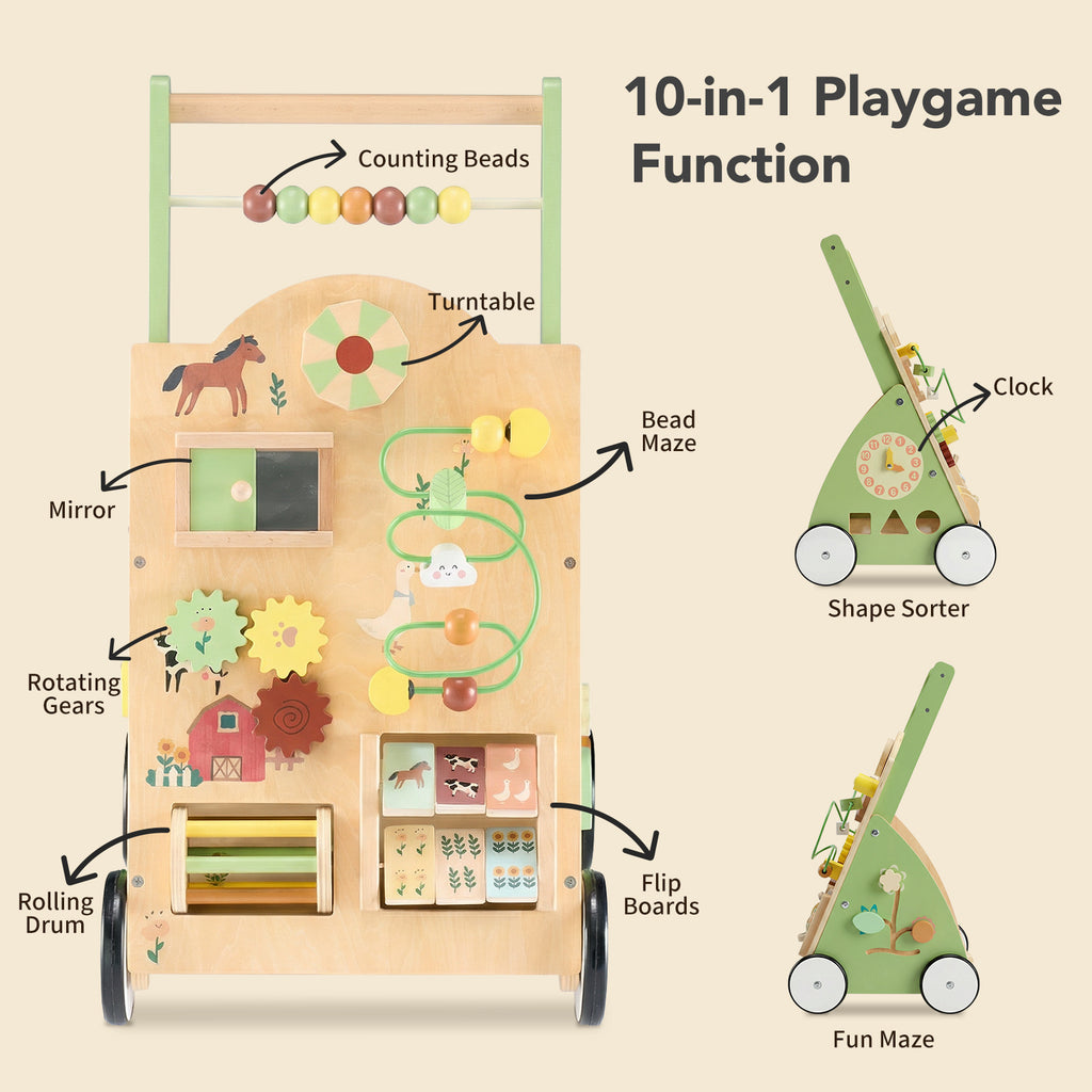 Montessori Wooden Baby Walker Activity Center