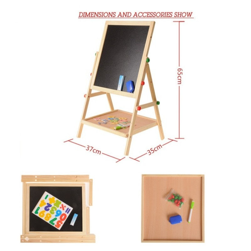 Kids 2 In 1 Wooden Blackboard Whiteboard Art Easel