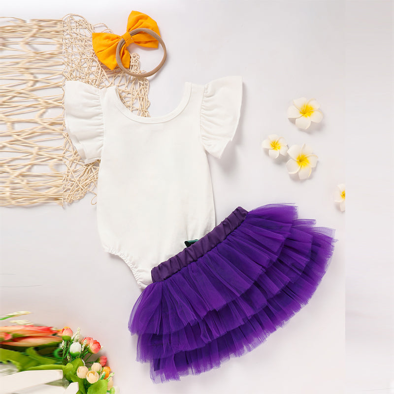 Baby Girl's 2-Piece Onesie With Tulle Skirt And Bow