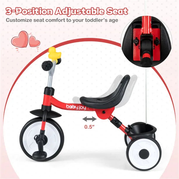 Toddler Foldable 3-in-1 Tricycle With Rainbow LED Wheels