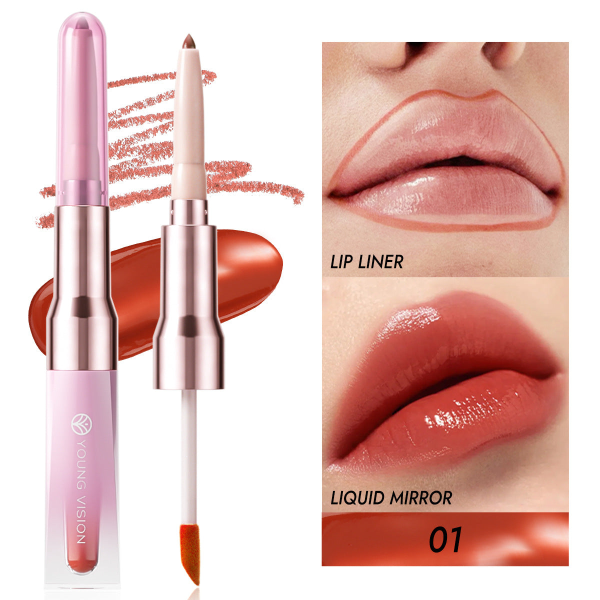 Double-headed Lip Liner Mirror Lip Gloss