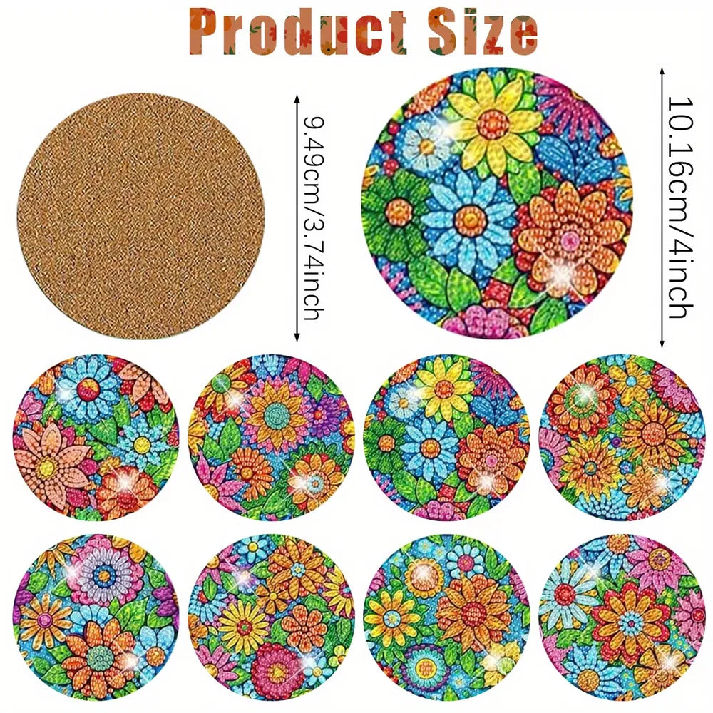 DIY Diamond Art Painting Coaster Kit - Flowers