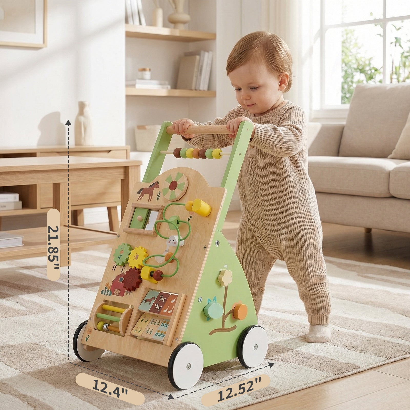 Montessori Wooden Baby Walker Activity Center