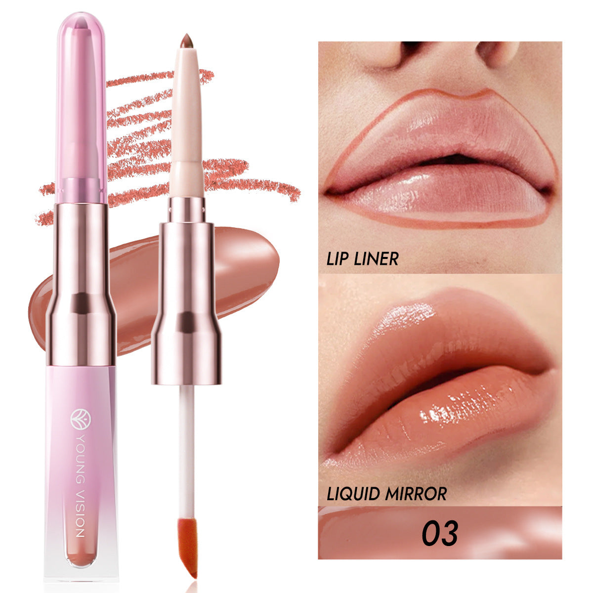 Double-headed Lip Liner Mirror Lip Gloss