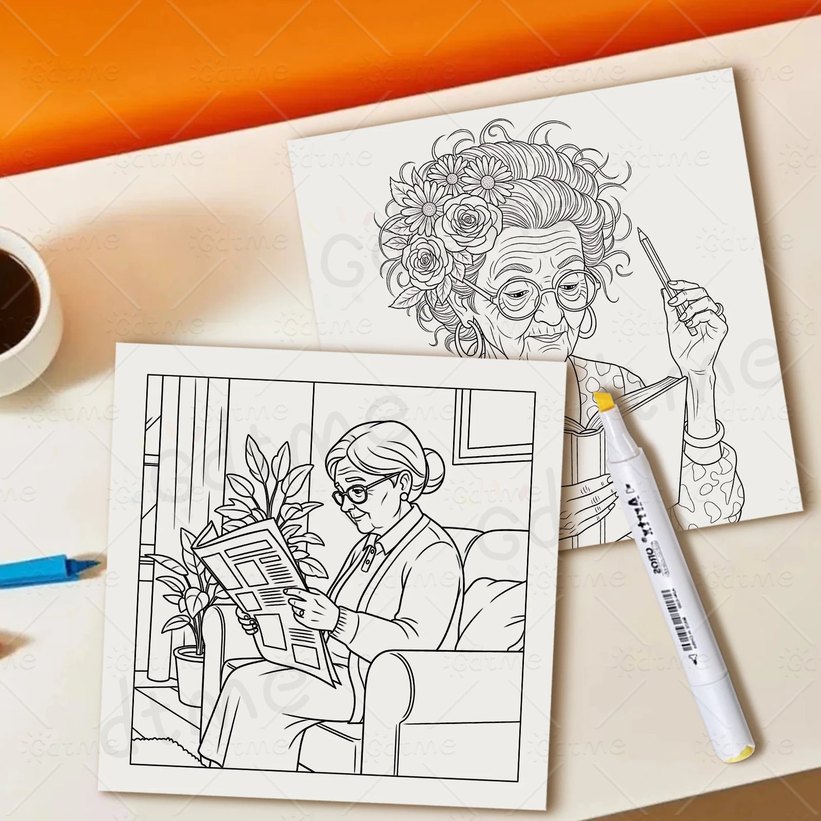 Funny Grandma ﻿ Bold-easy Patterns Coloring Book for Adults