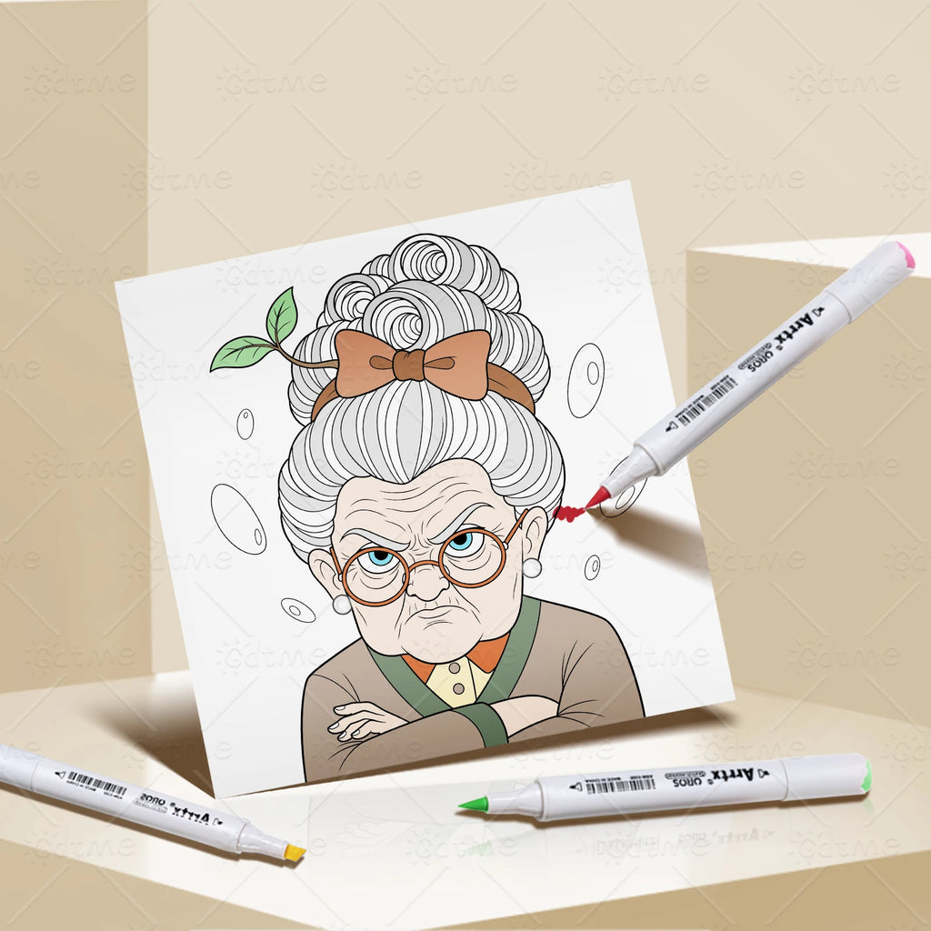 Funny Grandma ﻿ Bold-easy Patterns Coloring Book for Adults