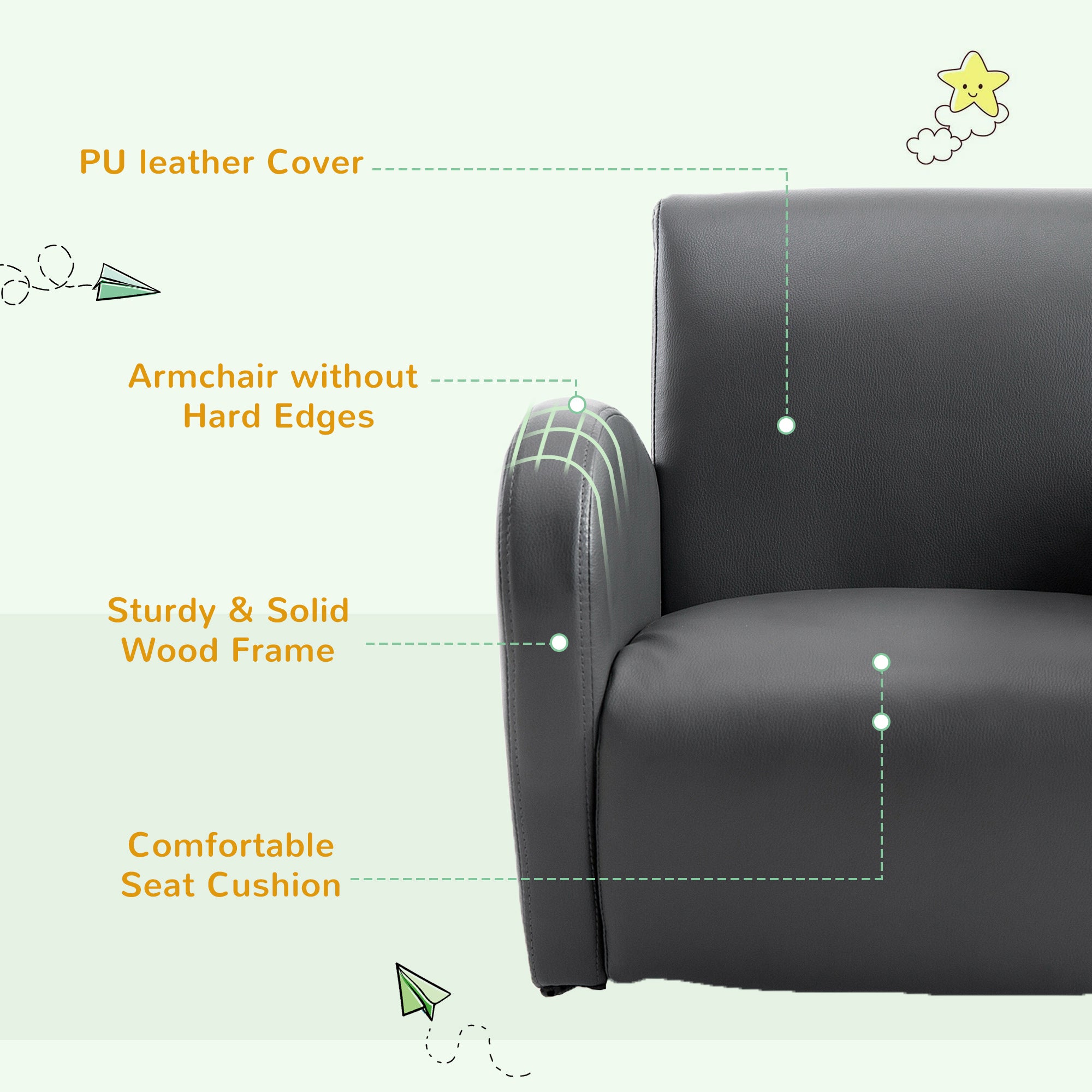 Kids Leather rocking armchair-pink