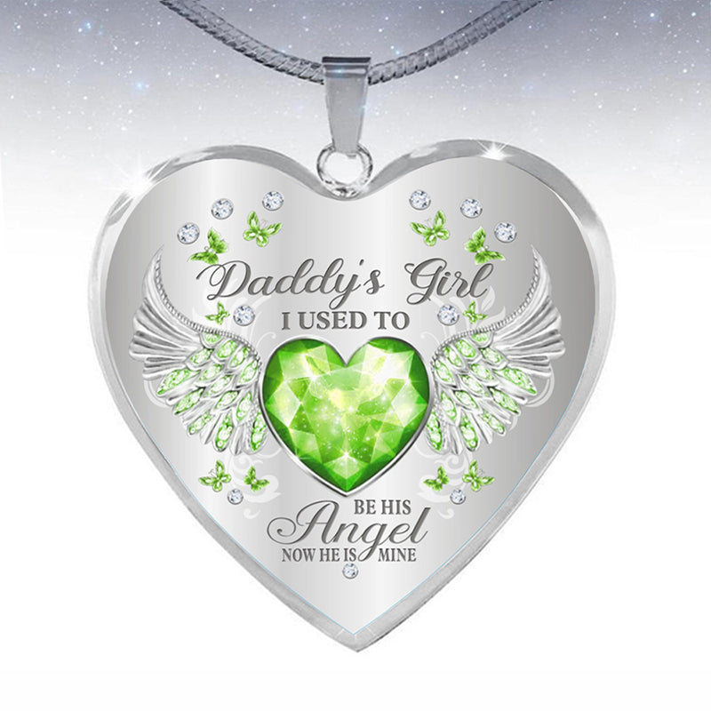 Birthstone Angel Wings Father Memorial Necklace