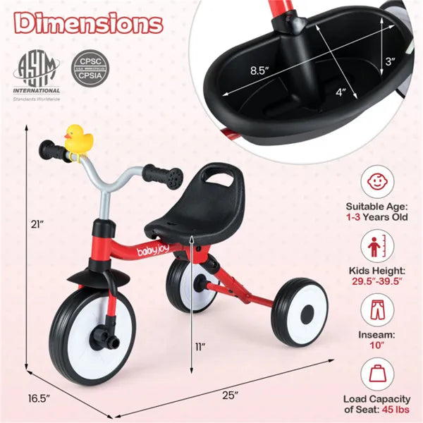 Toddler Foldable 3-in-1 Tricycle With Rainbow LED Wheels