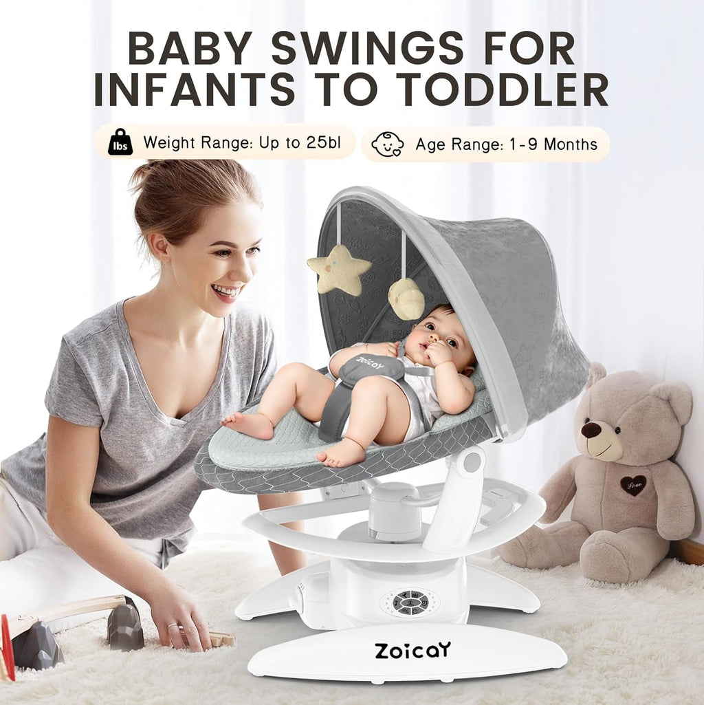 Infant Baby Swing w/ 3 Swing Modes, 12 Lullabies & 5-Speeds