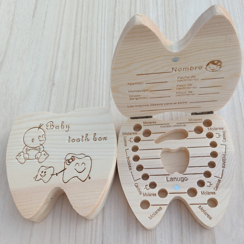 Wooden Deciduous Tooth, Lanugo, Umbilical Cord Keepsake Box